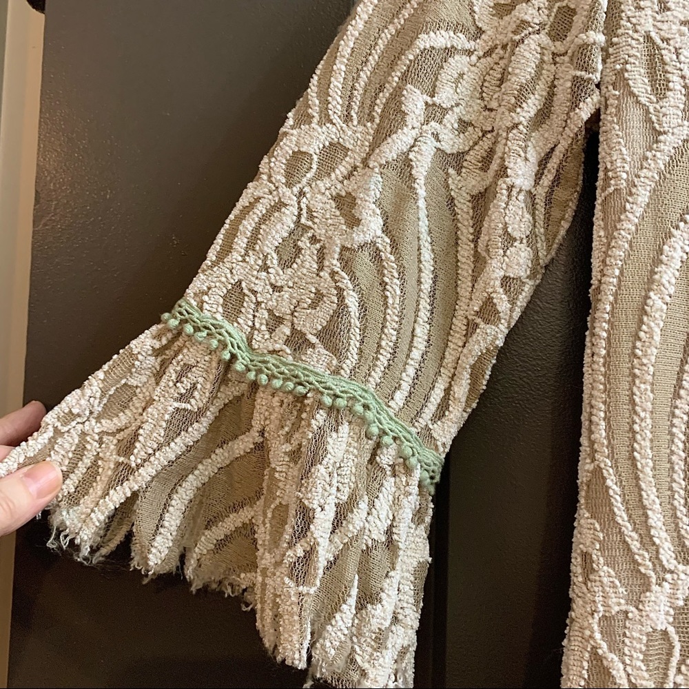 Adorn Tan Lace Ruffled Top - Picture 2 of 9